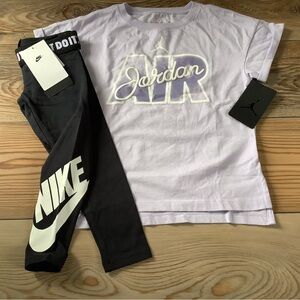 Nike Lilac Air Jordan Tee and Black Leggings